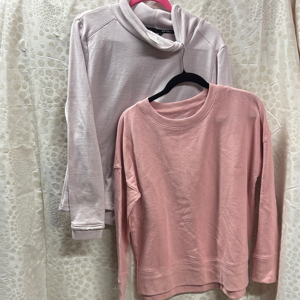 10. Bundle of 2- Spyder LS pink sweatshirt XL & time/true crew sweatshirt -med